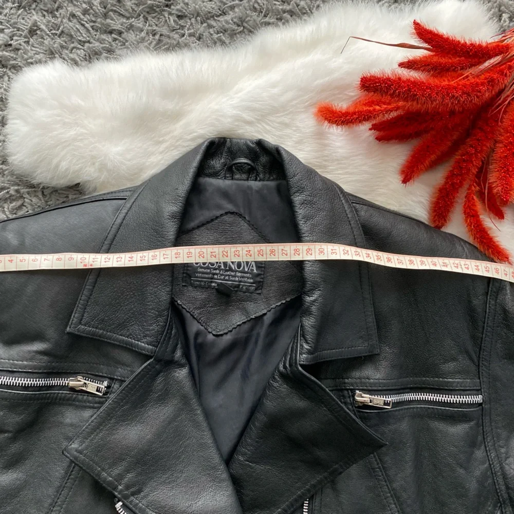 Vintage Cosa Nova Black Leather Biker Jacket - Picture 12 of 12